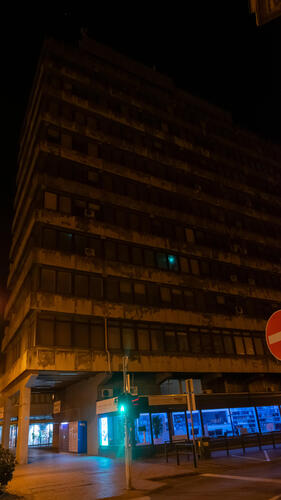 Old office building at night